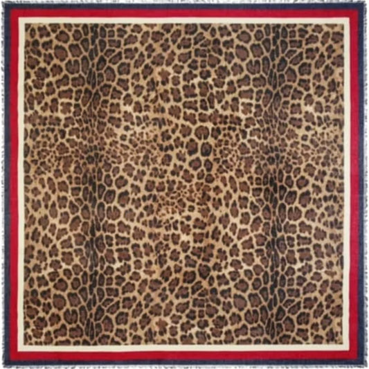 Gucci Fringed Leopard Print Silk Scarf