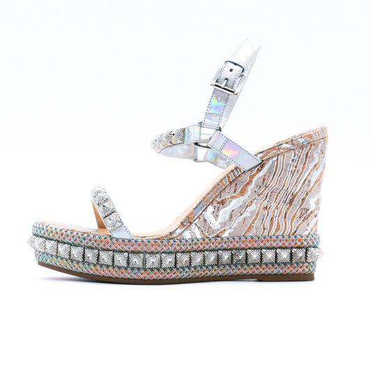 Christian Louboutin Pira Ryad Wavy Abstract-Print Platform Sandals