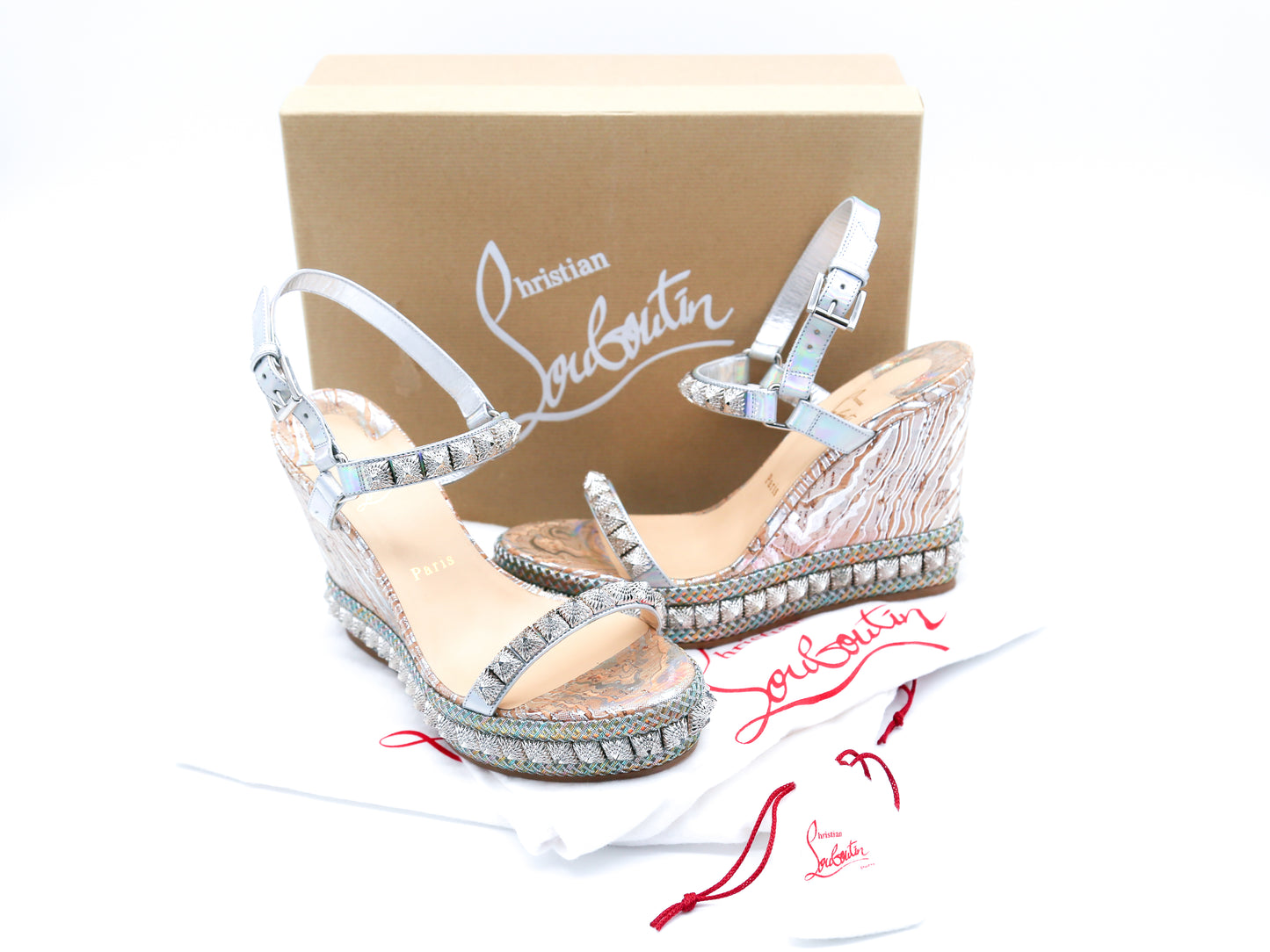 Christian Louboutin Pira Ryad Wavy Abstract-Print Platform Sandals