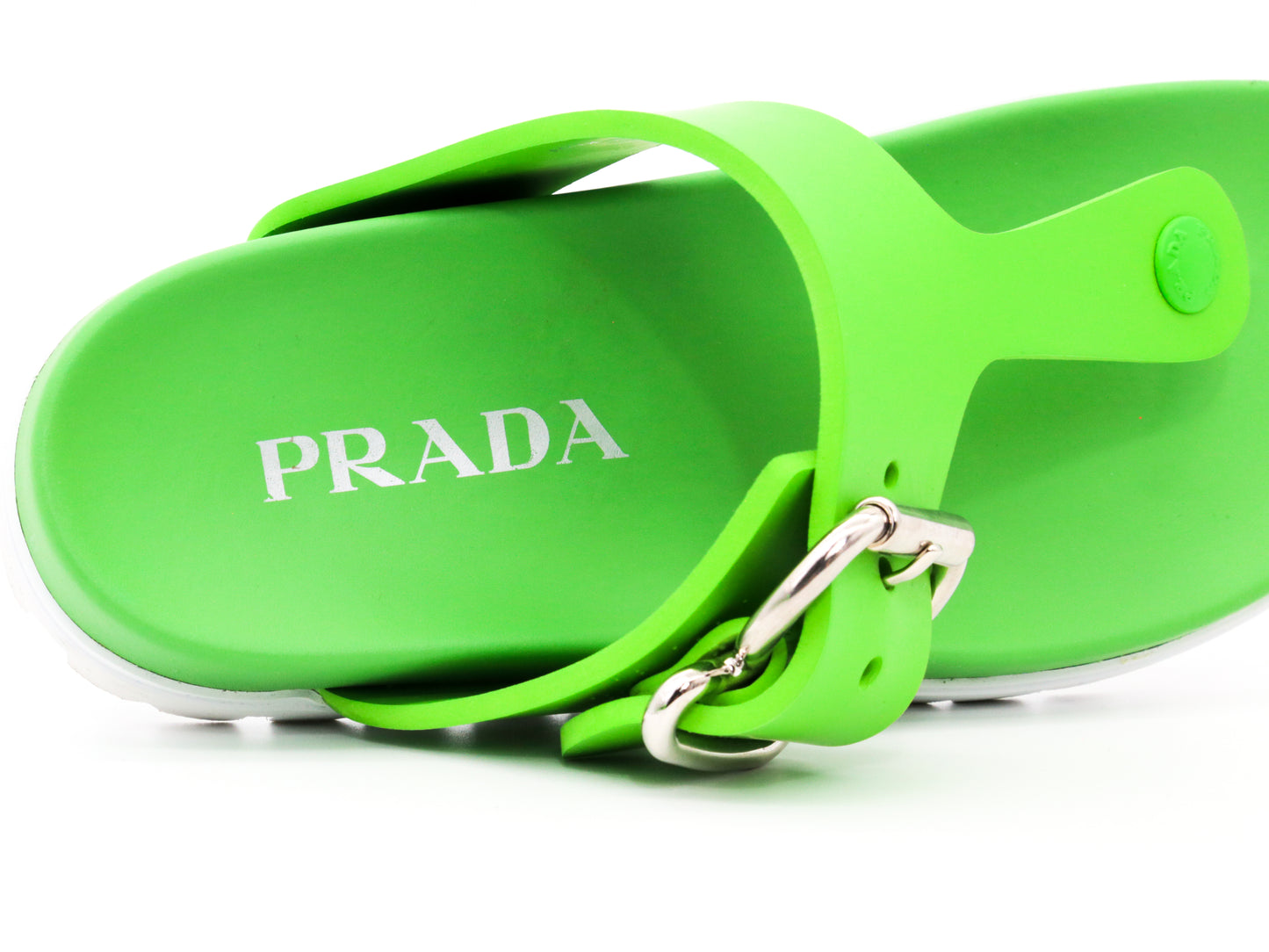 Prada Fussbet Buckle Thong Sandals