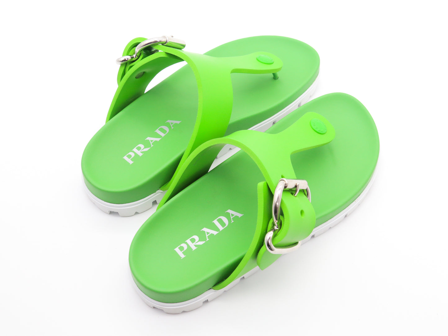 Prada Fussbet Buckle Thong Sandals