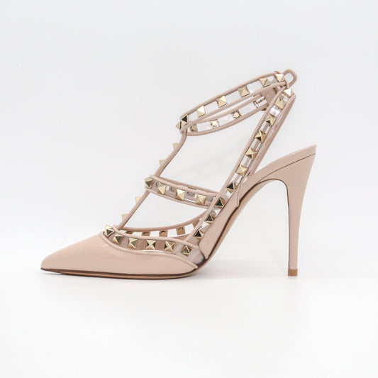 Valentino Garavani Rockstud Caged 100 Patent & Vinyl Pump