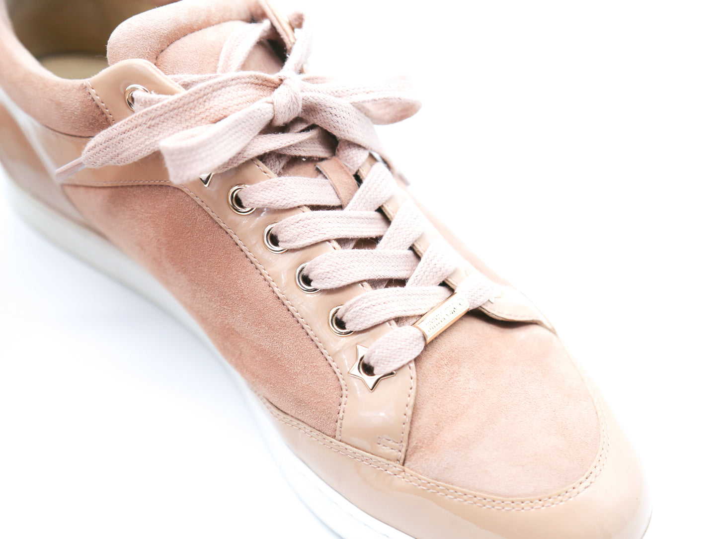 Jimmy Choo Miami Patent Leather-Trimmed Suede Sneakers