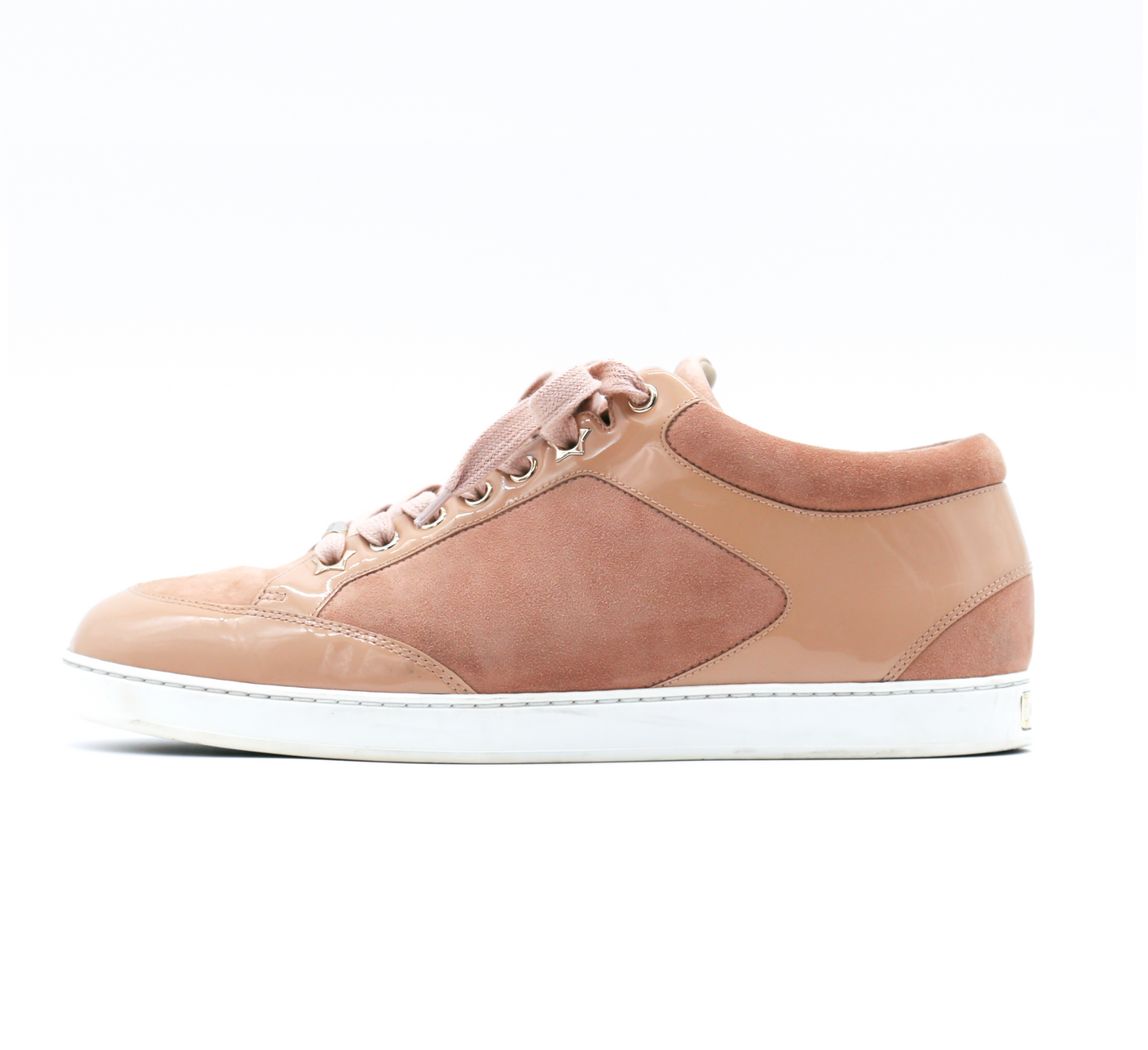 Jimmy Choo Miami Patent Leather-Trimmed Suede Sneakers