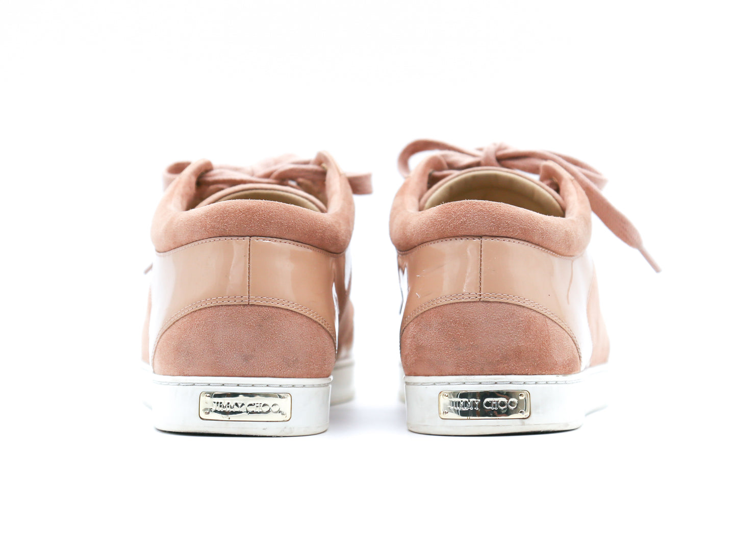 Jimmy Choo Miami Patent Leather-Trimmed Suede Sneakers