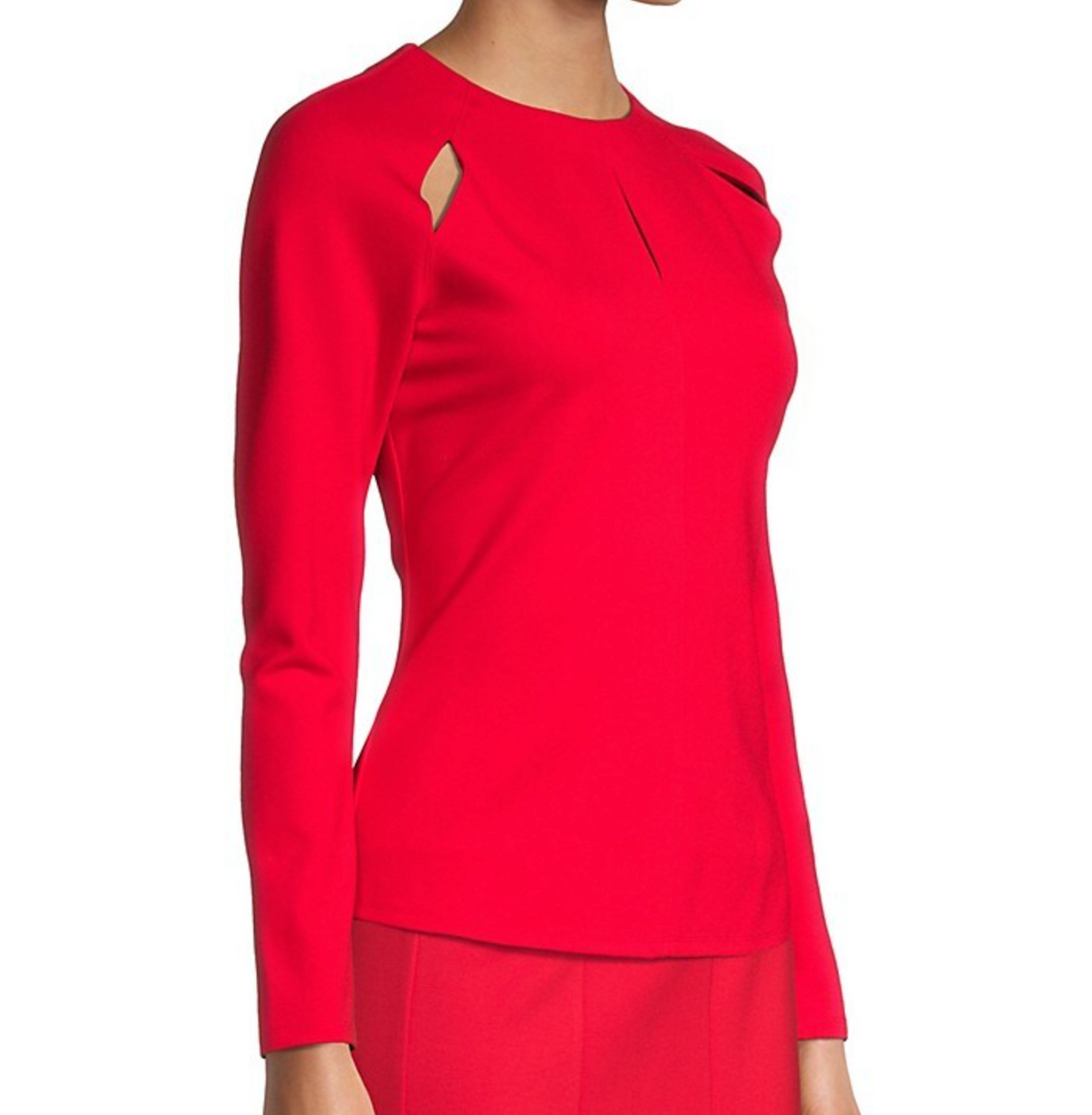 Donna Karan Ponte Slit Long-Sleeve Top