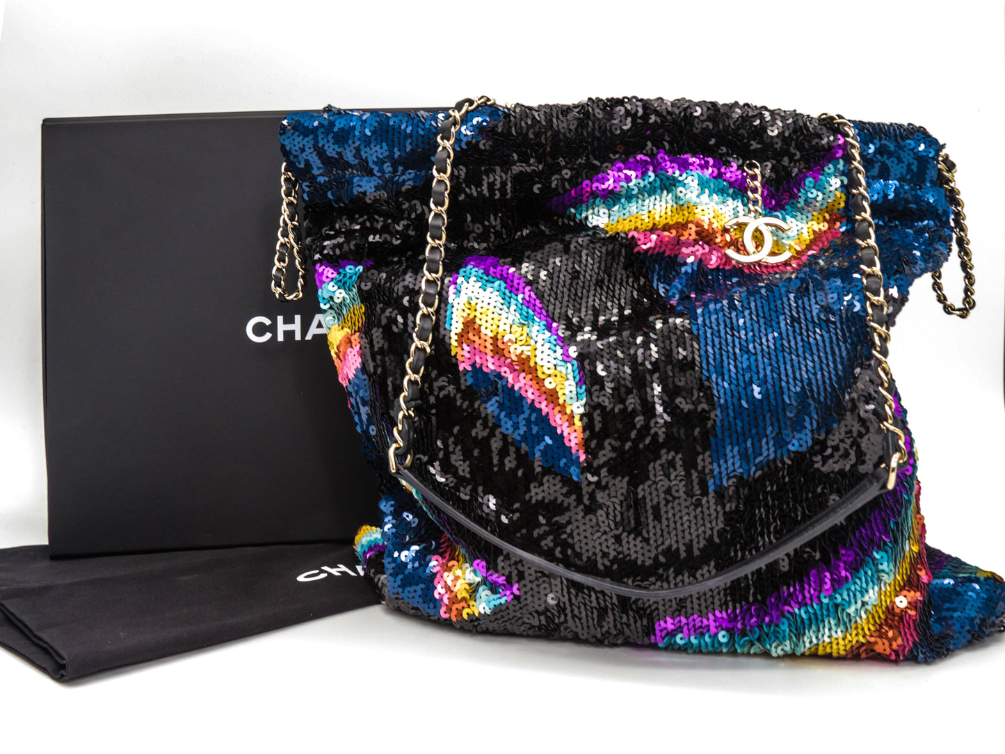 Chanel Limited Edition 2022 Sequin Drawstring Multicolor Tote