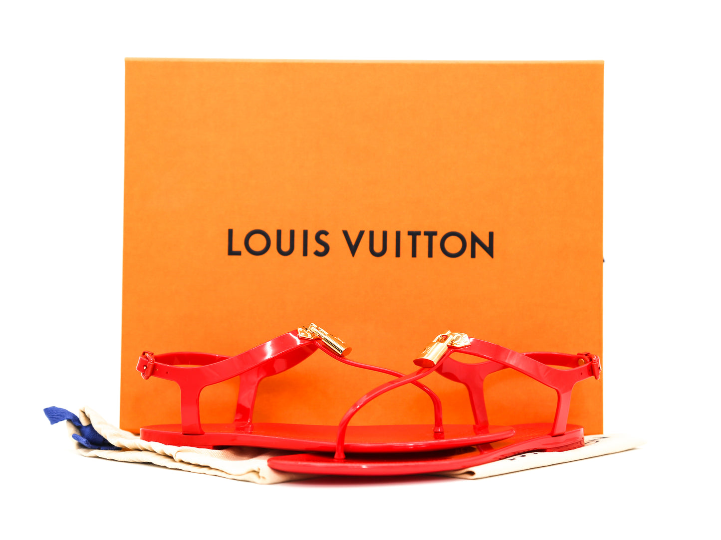 Louis Vuitton Rubber Bikini Thong Flat Sandals Red