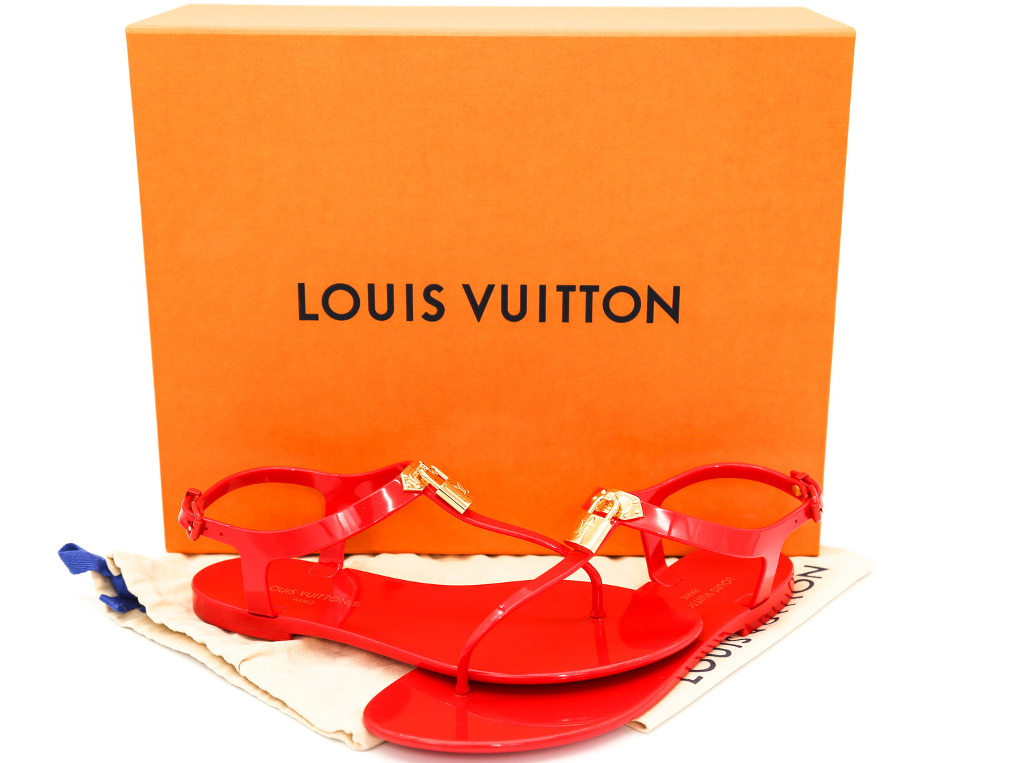 Louis Vuitton Rubber Bikini Thong Flat Sandals Red