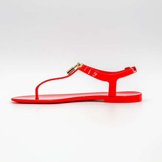 Louis Vuitton Rubber Bikini Thong Flat Sandals Red