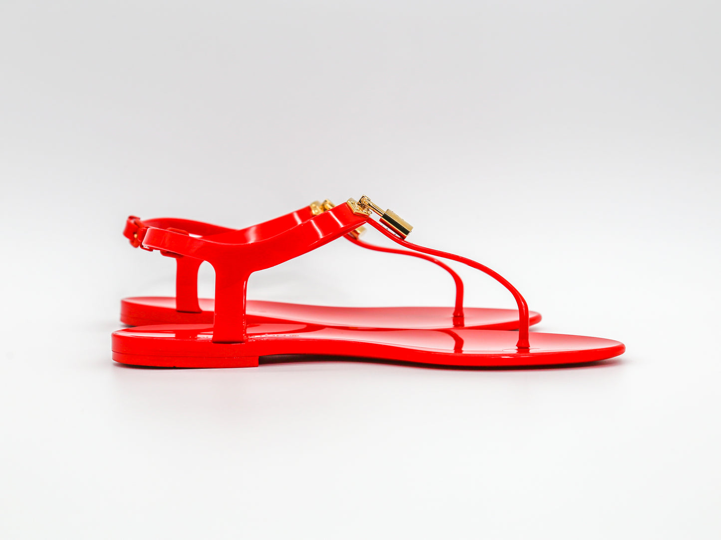 Louis Vuitton Rubber Bikini Thong Flat Sandals Red