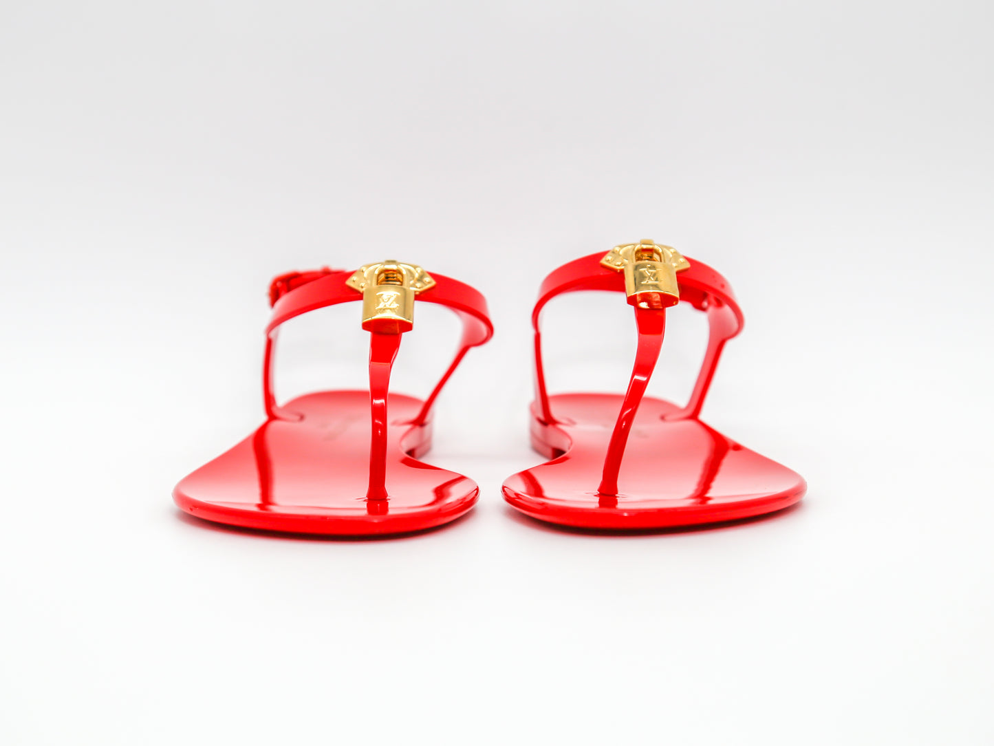 Louis Vuitton Rubber Bikini Thong Flat Sandals Red