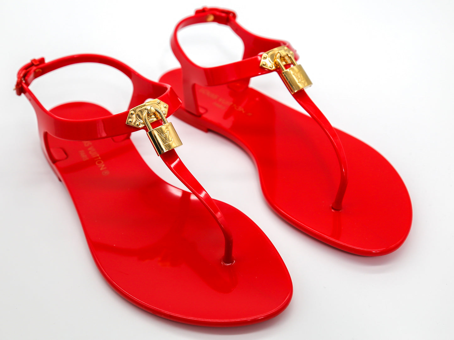 Louis Vuitton Rubber Bikini Thong Flat Sandals Red