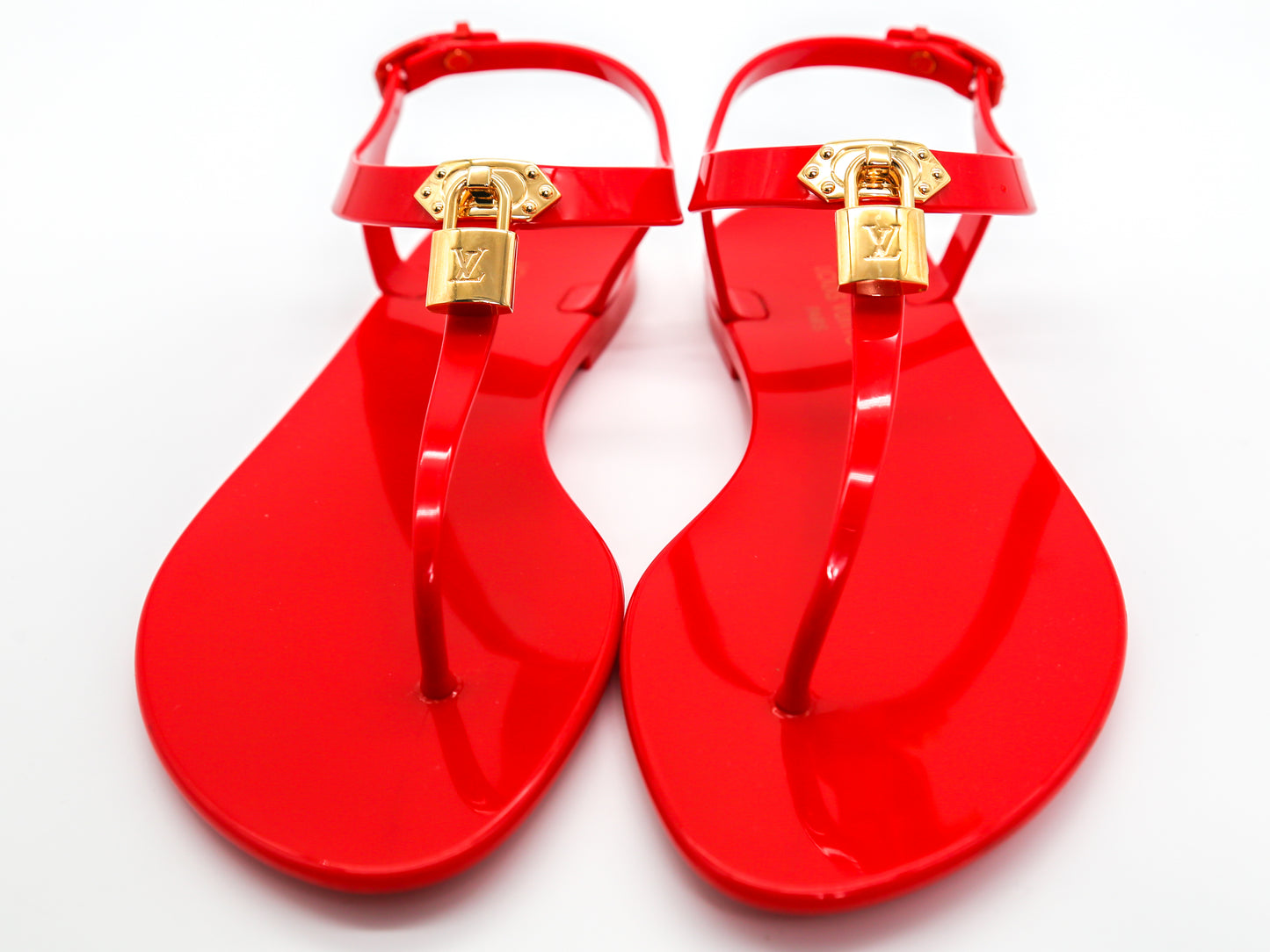 Louis Vuitton Rubber Bikini Thong Flat Sandals Red