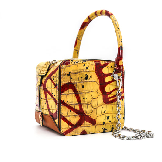 Louis Vuitton 2019 Unique Runway Alligator Square Bag PM hand painted