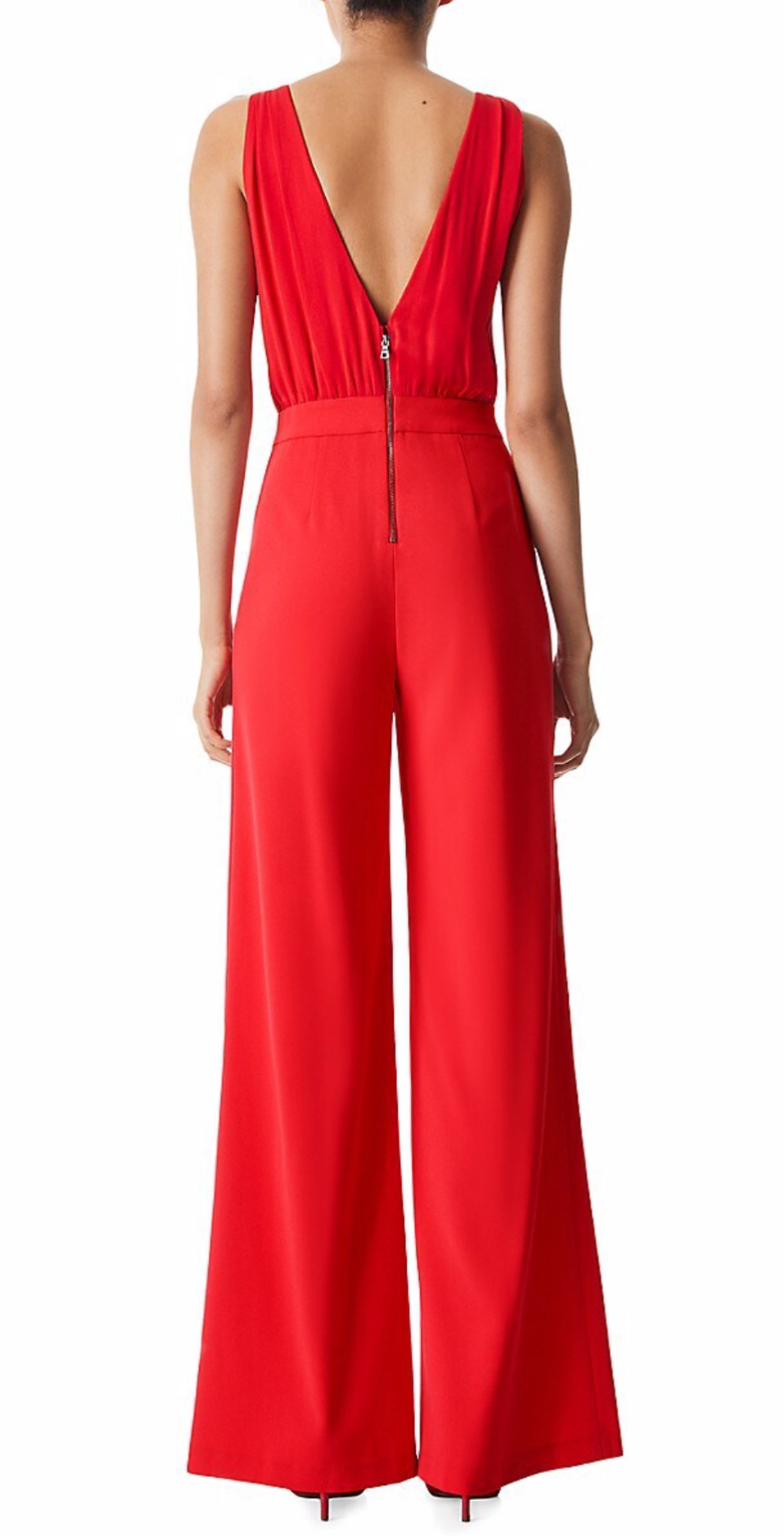 Alice + Olivia Gale Deep V-Neck Wide Leg Jumpsuit