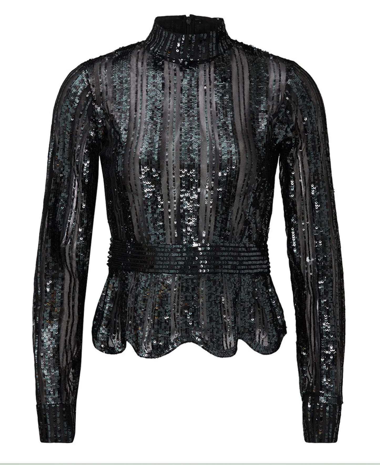 Derek Lam 1O Crosby Sequin Mock-Neck Long Sleeve Top