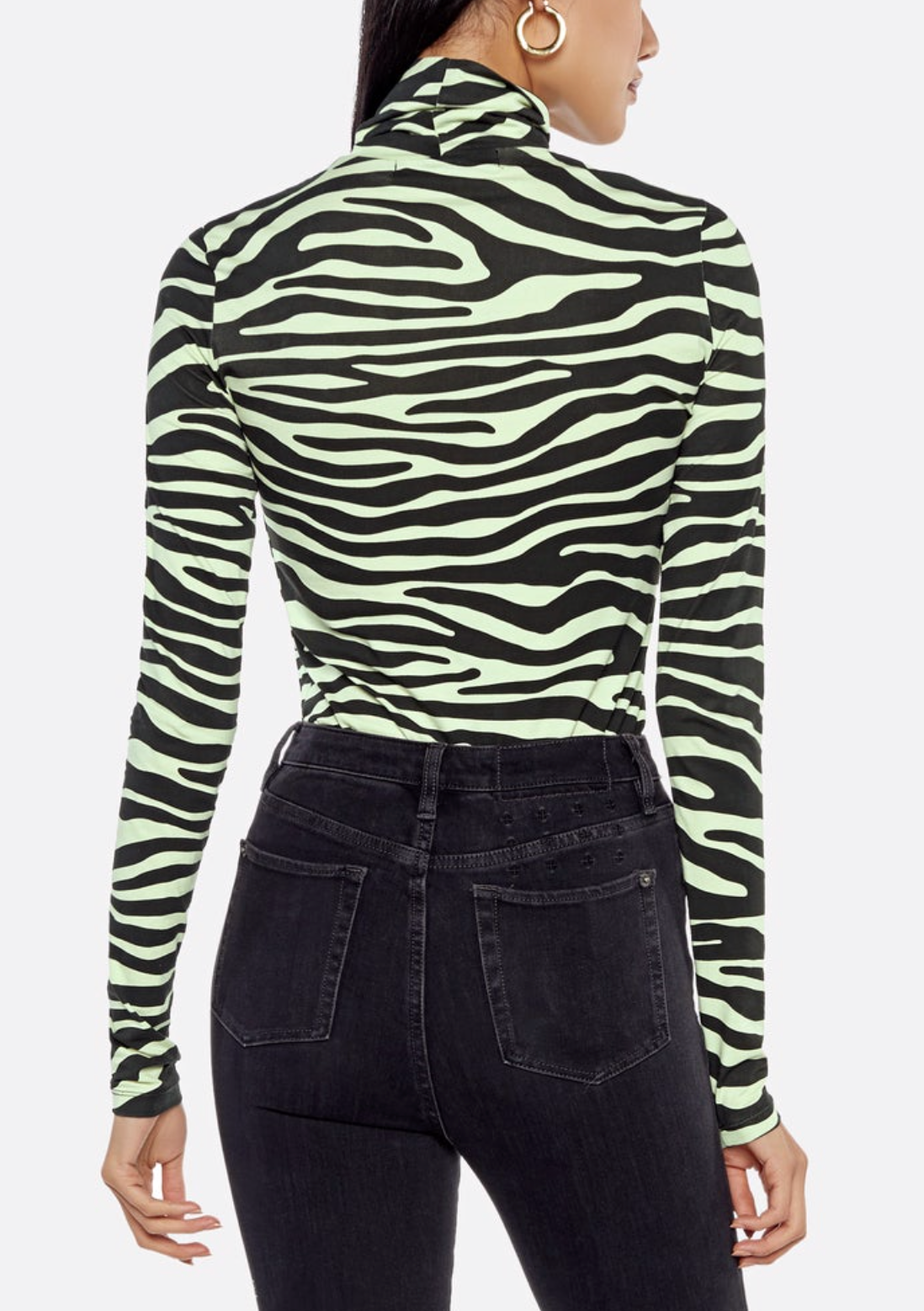 PROENZA SCHOULER WHITE LABEL Zebra-Print Stretch-Cotton Jersey Turtleneck Top - Mint