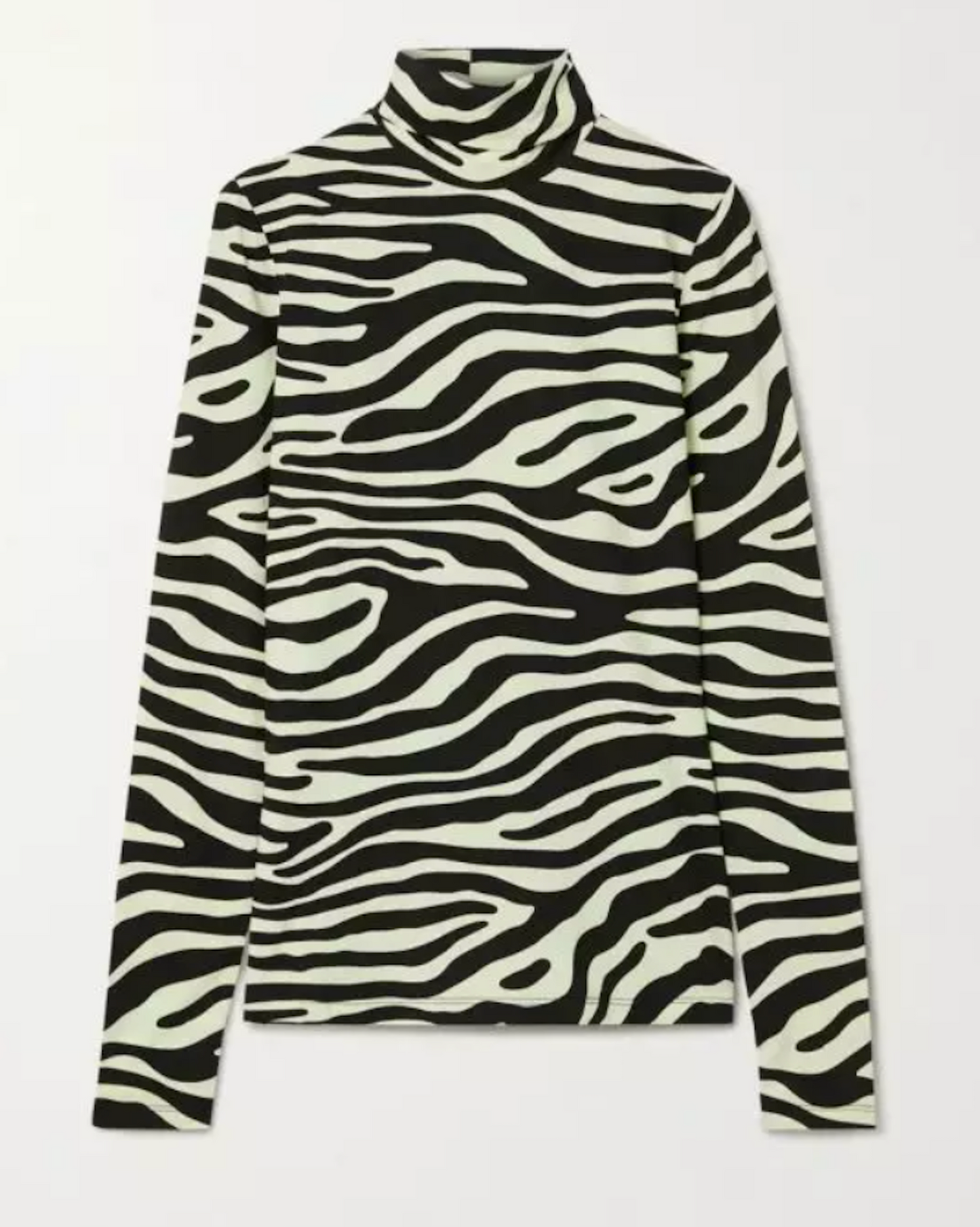 PROENZA SCHOULER WHITE LABEL Zebra-Print Stretch-Cotton Jersey Turtleneck Top - Mint