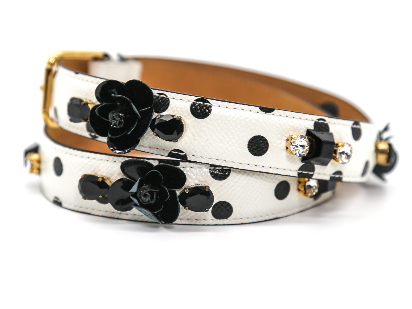 Dolce&Gabbana Embellished Polka Dot Belt 90 sm-36 inch