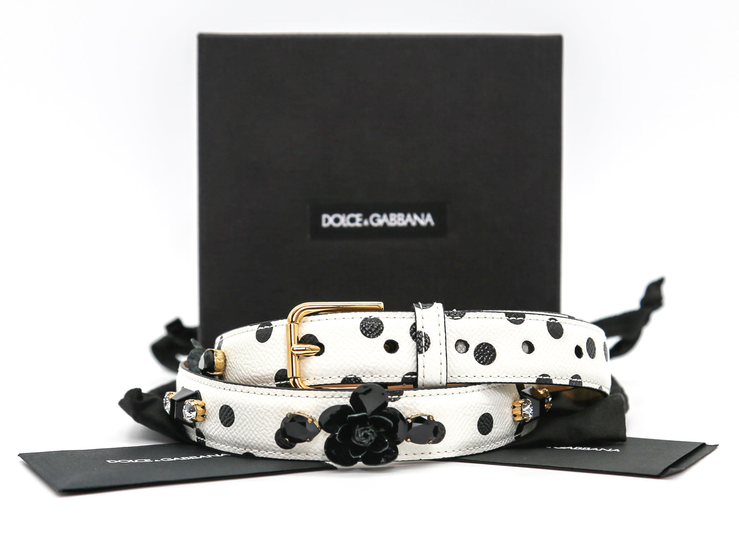 Dolce&Gabbana Embellished Polka Dot Belt 90 sm-36 inch