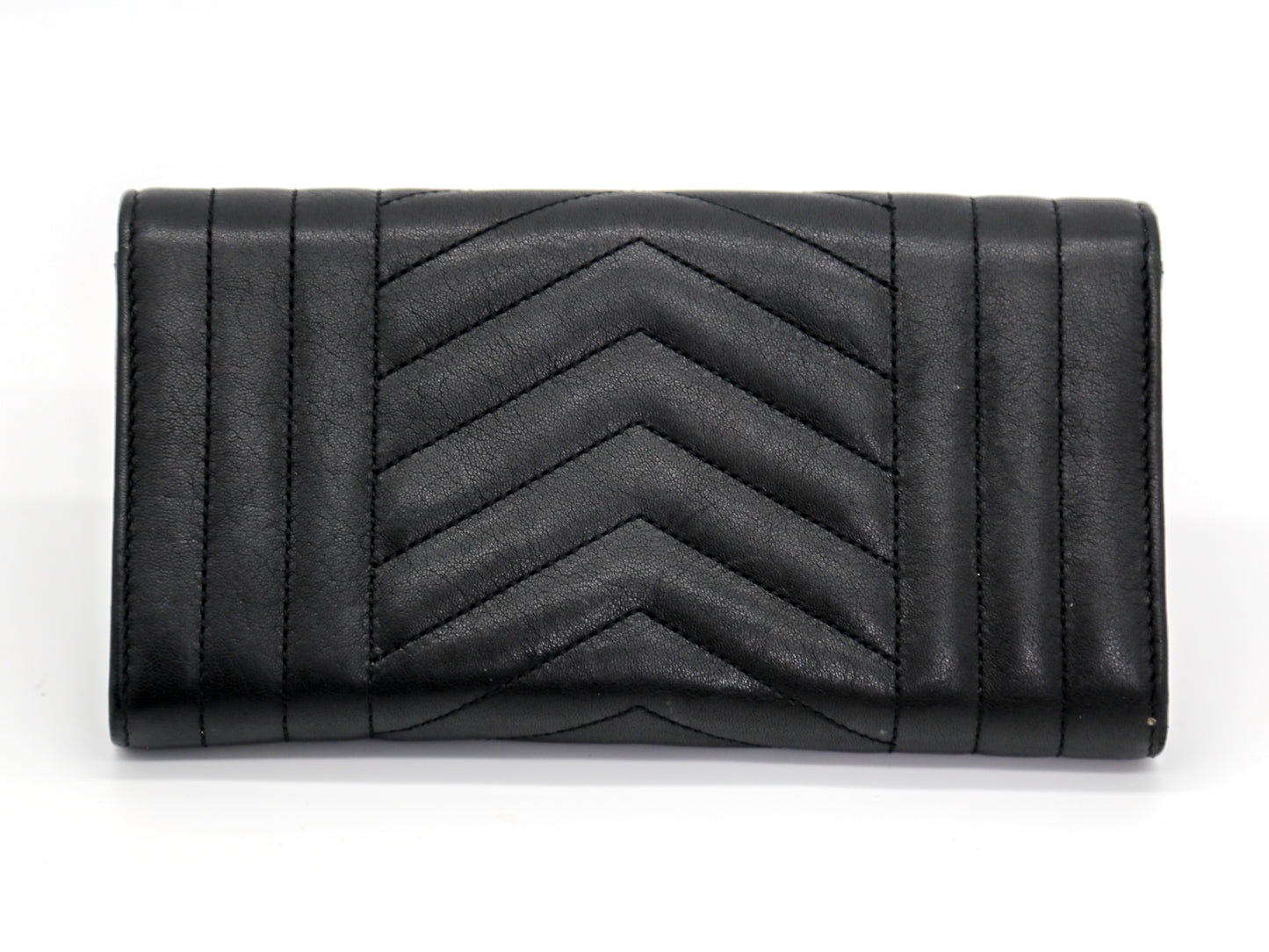 Saint Laurent Lambskin Mixed Matelasse Quilted Large Monogram Envelope Wallet Black