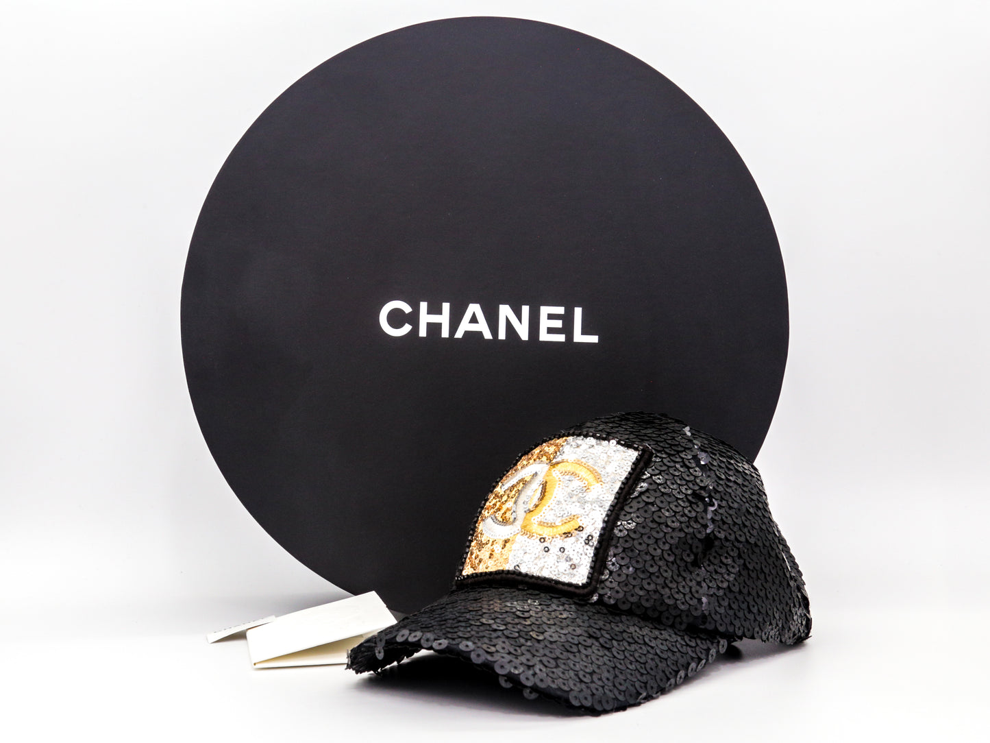 CHANEL Sequin Embellished CC Baseball Cap