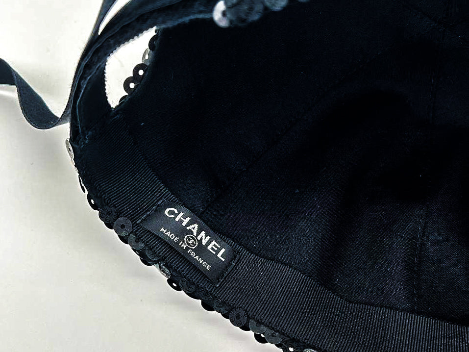 CHANEL Sequin Embellished CC Baseball Cap