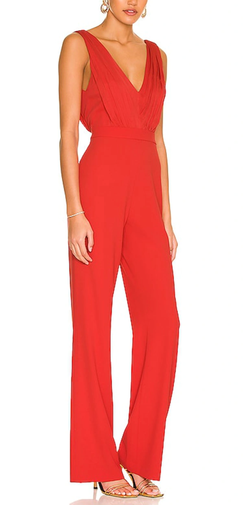 Alice + Olivia Gale Deep V-Neck Wide Leg Jumpsuit