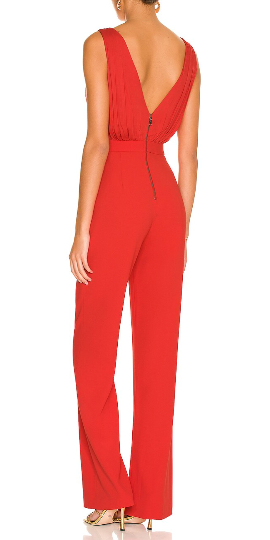 Alice + Olivia Gale Deep V-Neck Wide Leg Jumpsuit