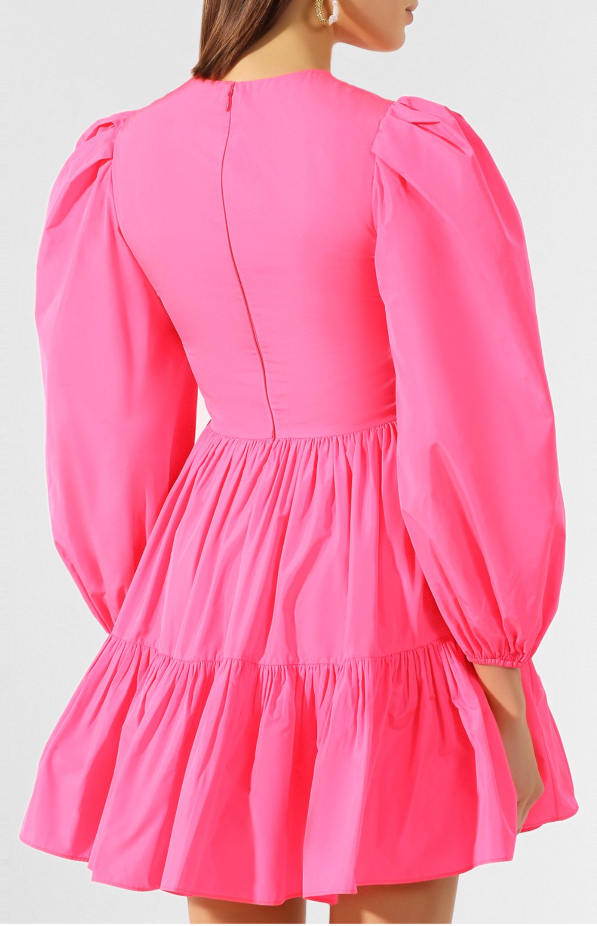 Valentino Runway Gathered Neon Satin Mini Dress