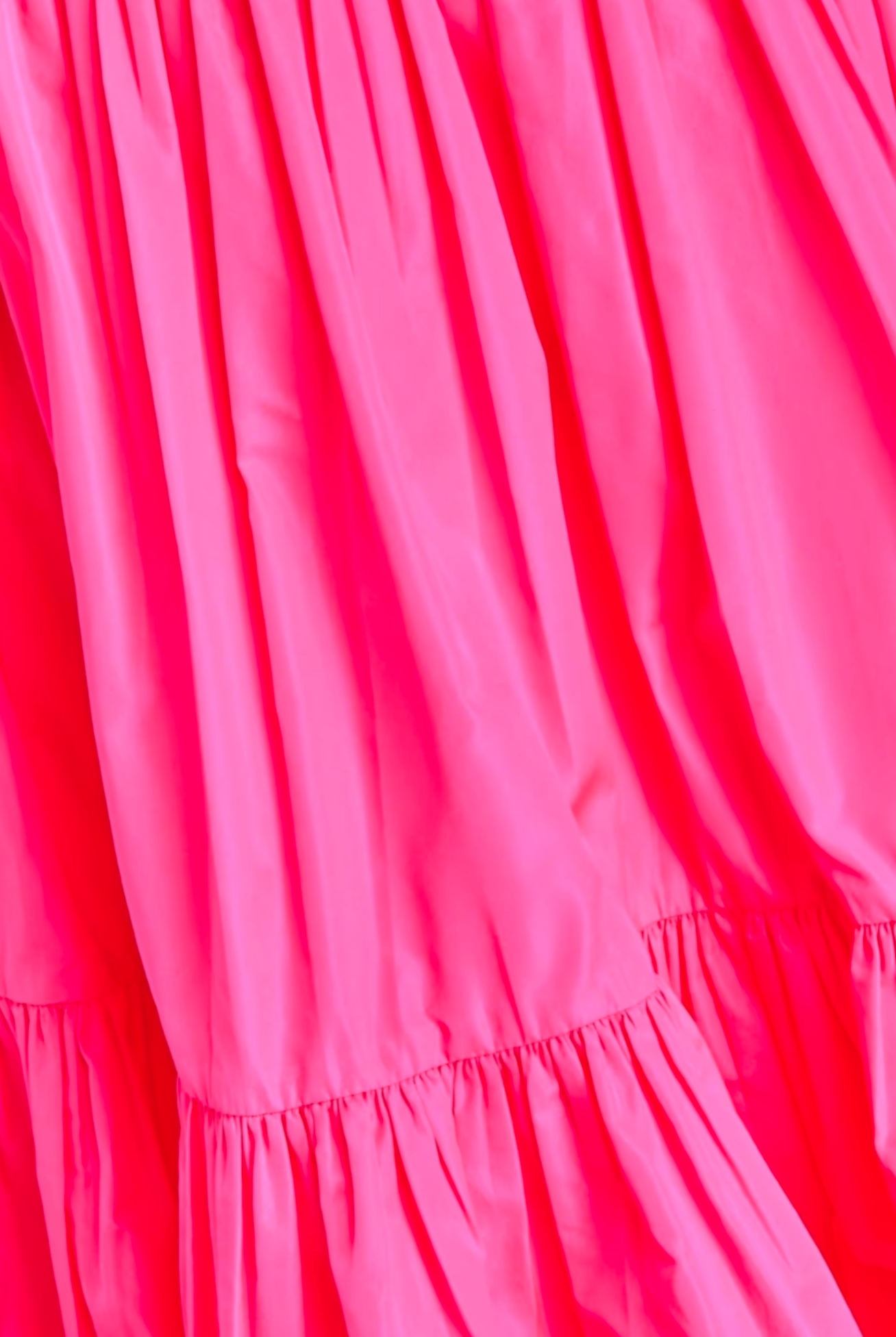 Valentino Runway Gathered Neon Satin Mini Dress