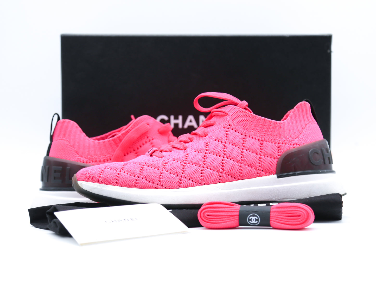 CHANEL Mixed Fibers Quilted Womens CC Sneakers