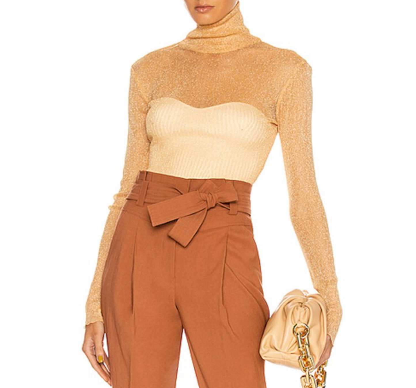 JONATHAN SIMKHAI STANDARD Pixie Charli Shimmer Organza Turtleneck Top