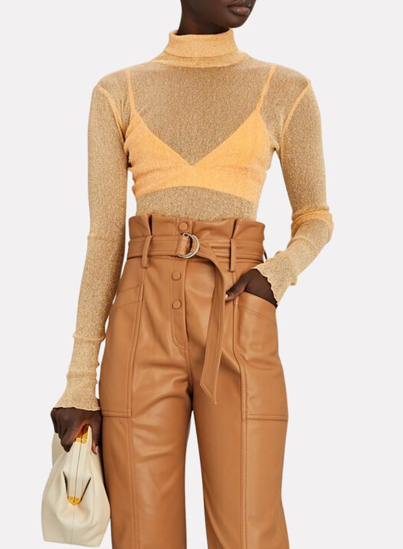 JONATHAN SIMKHAI STANDARD Pixie Charli Shimmer Organza Turtleneck Top