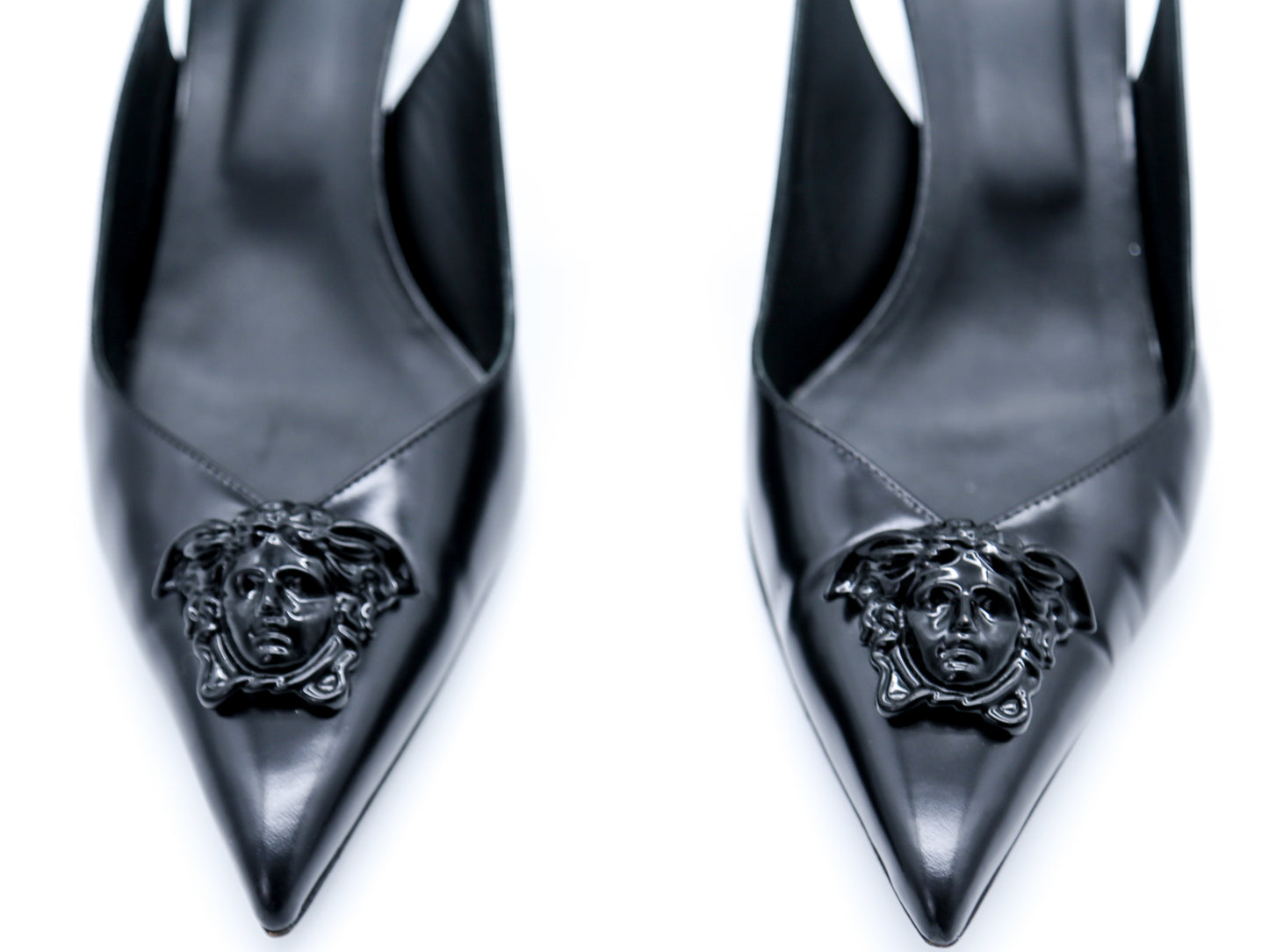 Versace La Medusa Pointed Slingback Medium Heel Pumps