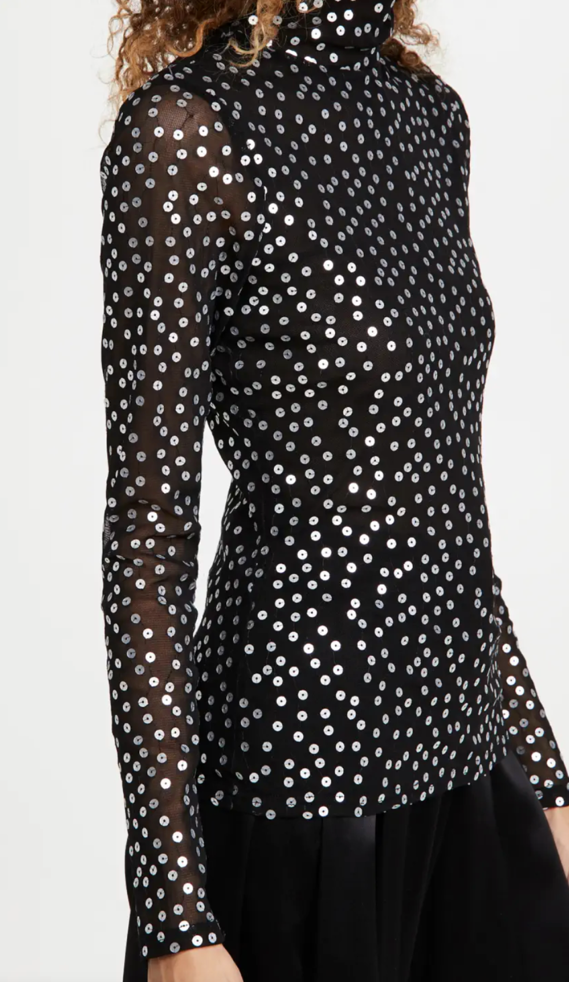 Cinq à Sept Mesh Sequin Turtleneck