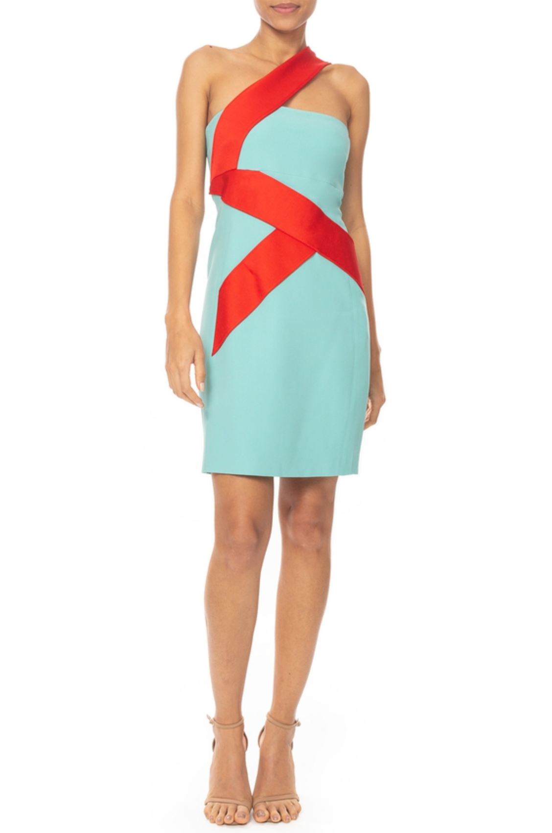 Versace Runway Blue and Red Silk-Cady Mini Dress