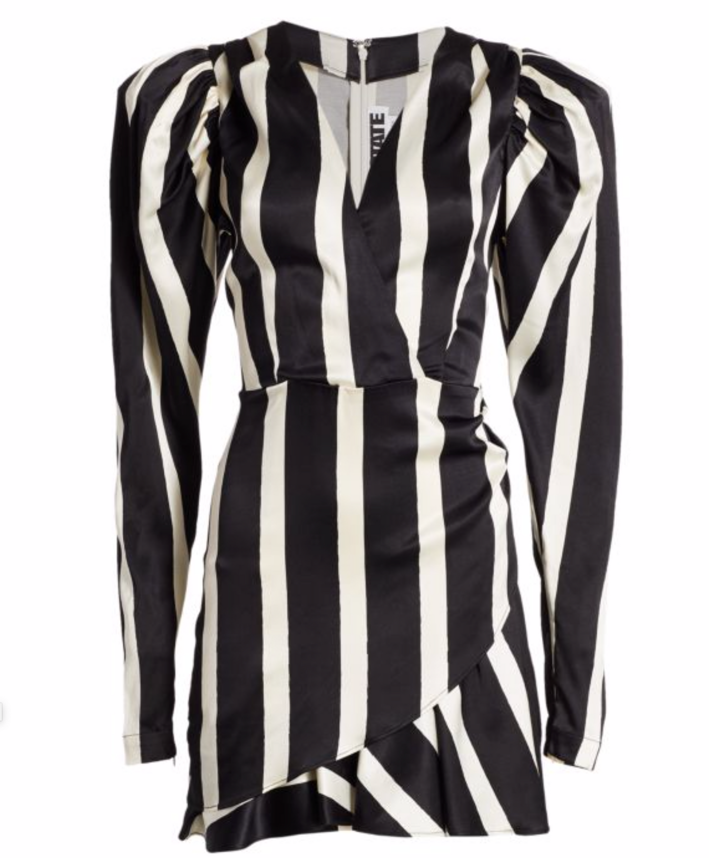 ROTATE BIRGER CHRISTENSEN Aiken Puff-Sleeve Stripe Wrap Dress