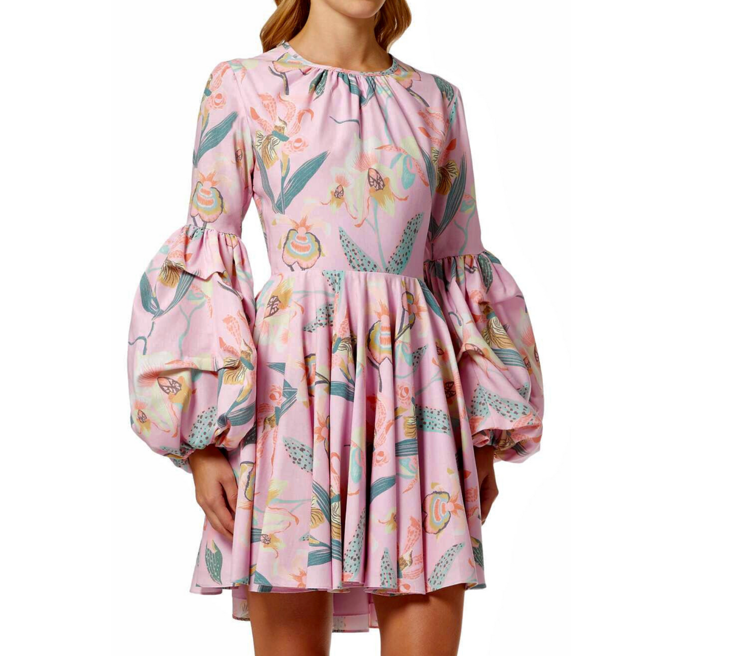 NO PISE LA GRAMA Trinitaria Puff-Sleeve Cutout Dress - Laorquidea Pink