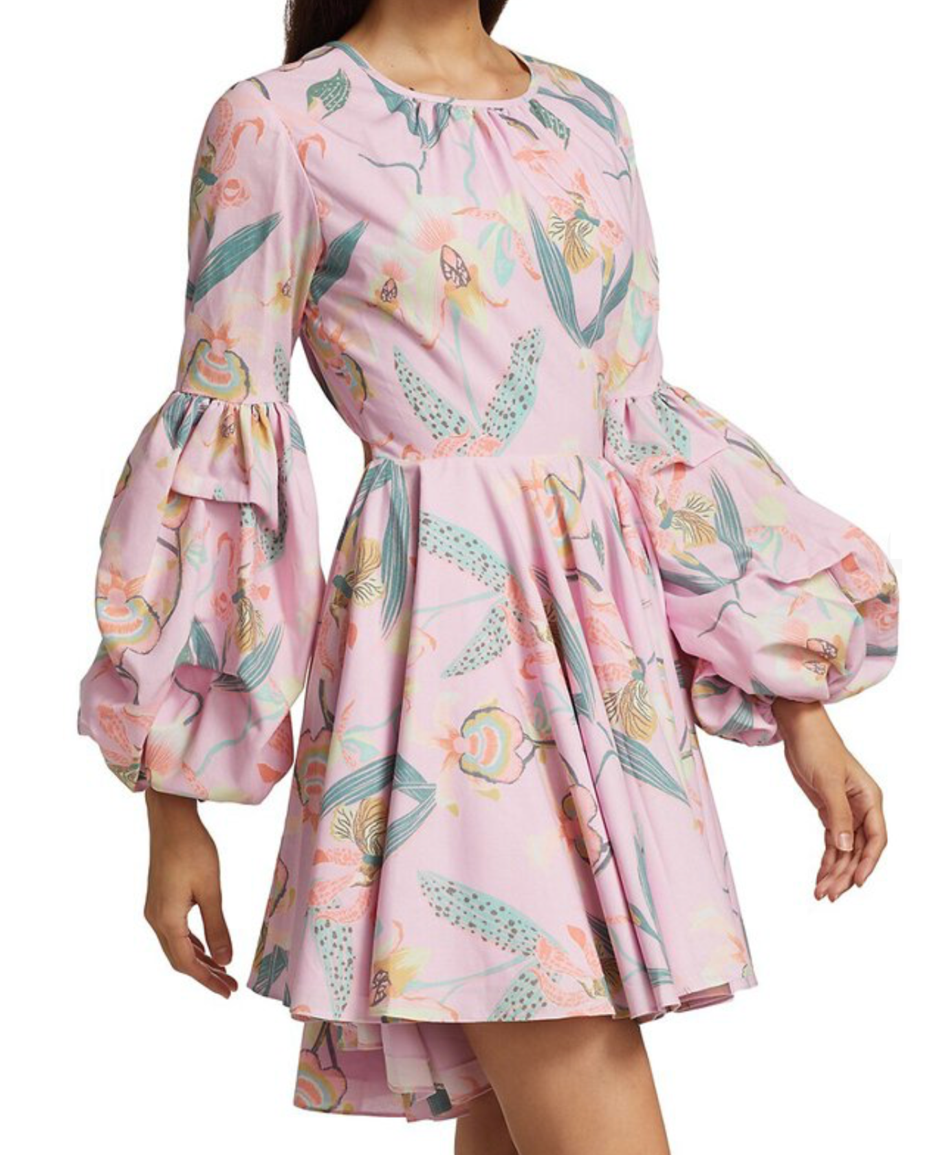 NO PISE LA GRAMA Trinitaria Puff-Sleeve Cutout Dress - Laorquidea Pink