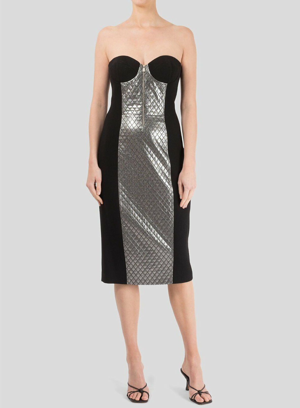 Michael Kors Collection Runway Quilted Panel Boucle Crepe Sheath Dress