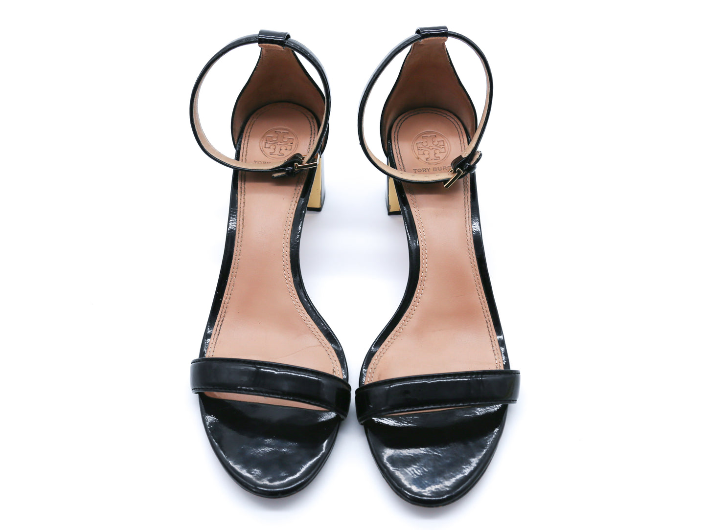 Tory Burch Black Leather Block Heel Ankle Strap Sandals