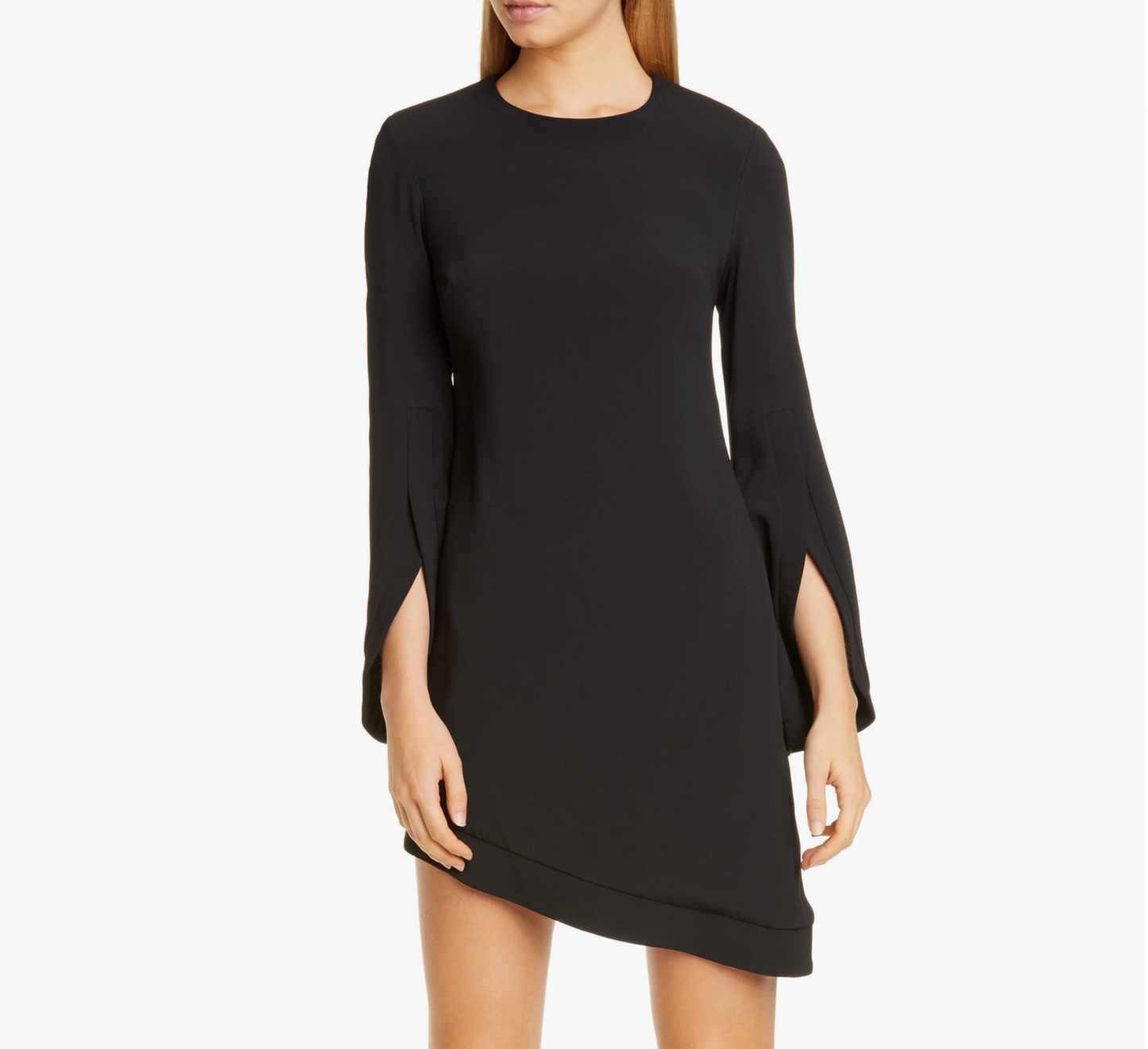 Brandon Maxwell Asymmetrical Split Long Sleeve Dress 