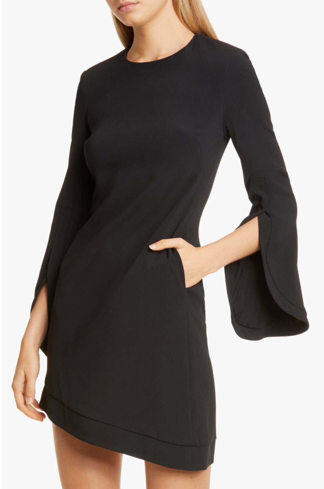 Brandon Maxwell Asymmetrical Split Long Sleeve Dress 