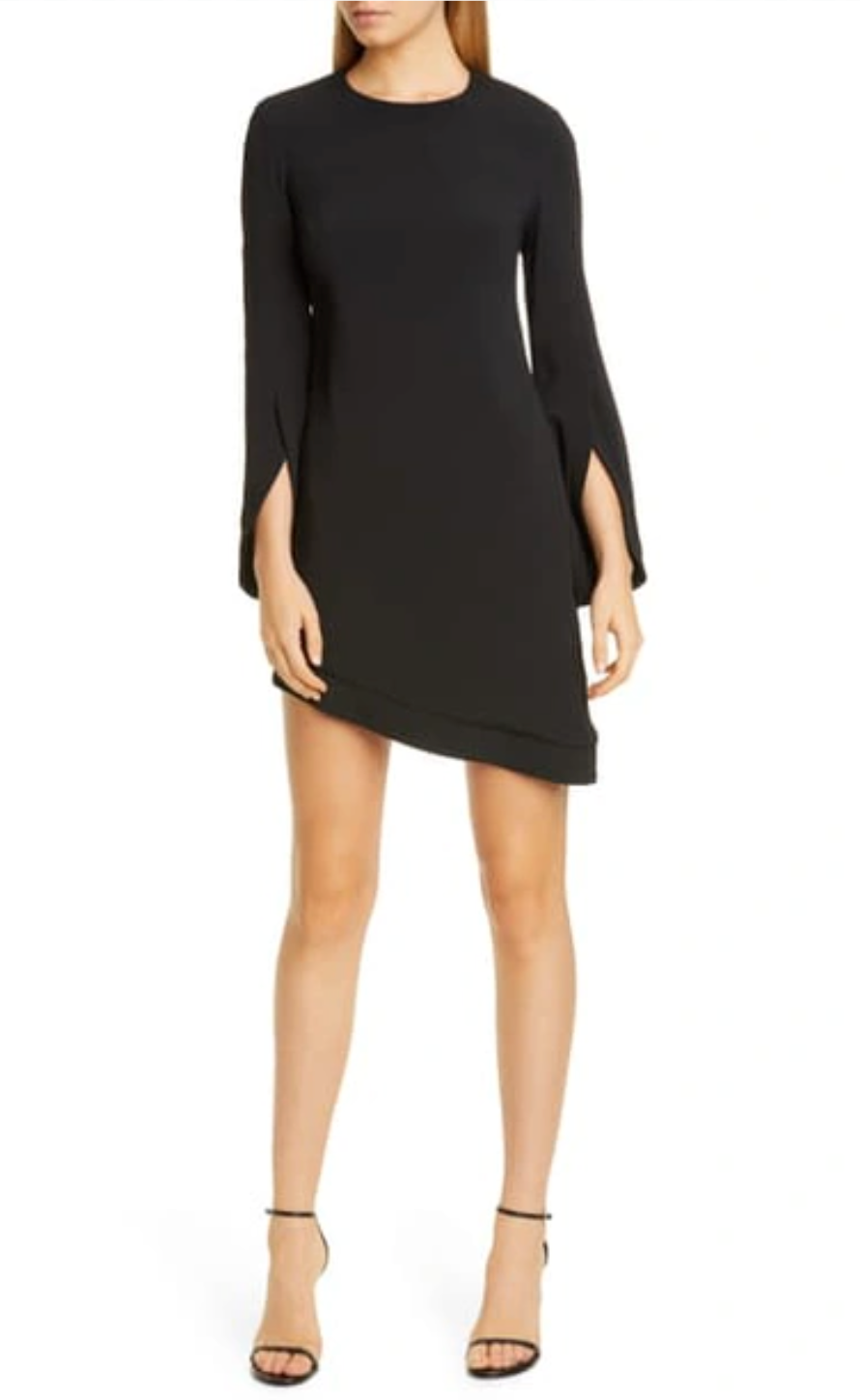 Brandon Maxwell Asymmetrical Split Long Sleeve Dress 