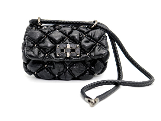 Valentino Garavani Nappa Small Spikeme Shoulder Bag Black