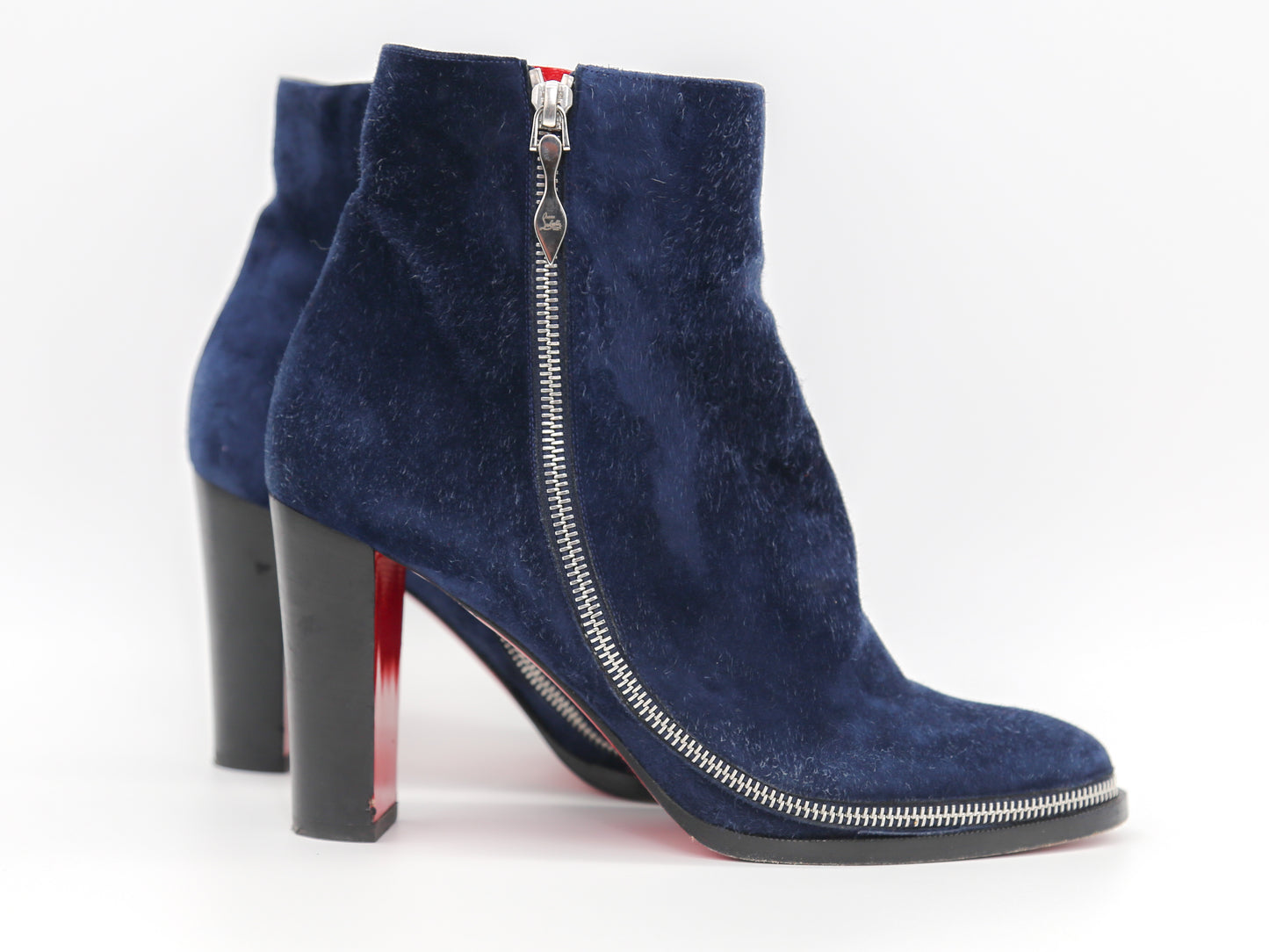 Christian Louboutin Telezip Suede Red Sole Booties