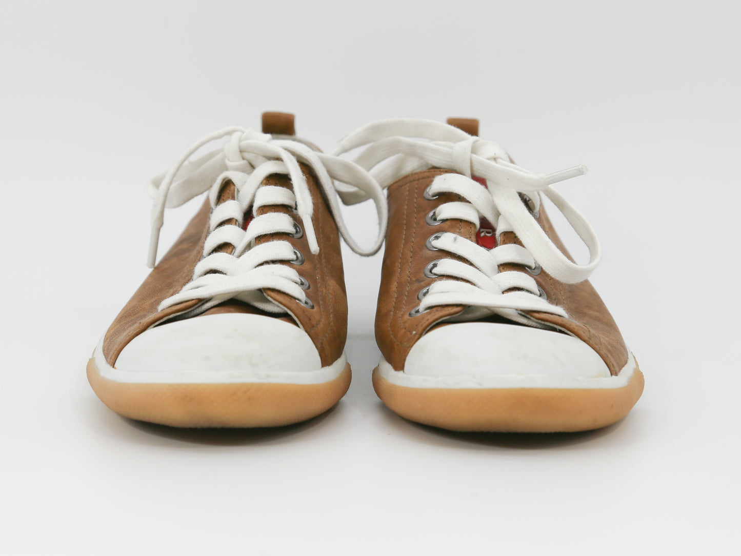 Prada WOMENS Sport Sneakers Suede Low Top Lace Up Cap Toe BEIGE VTG Y2K